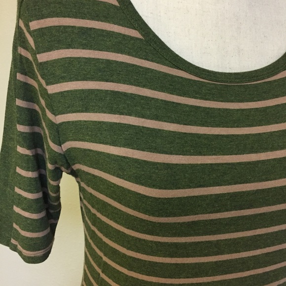 LuLaRoe Julia Dress Olive Green / Nude Tan - Picture 4 of 6
